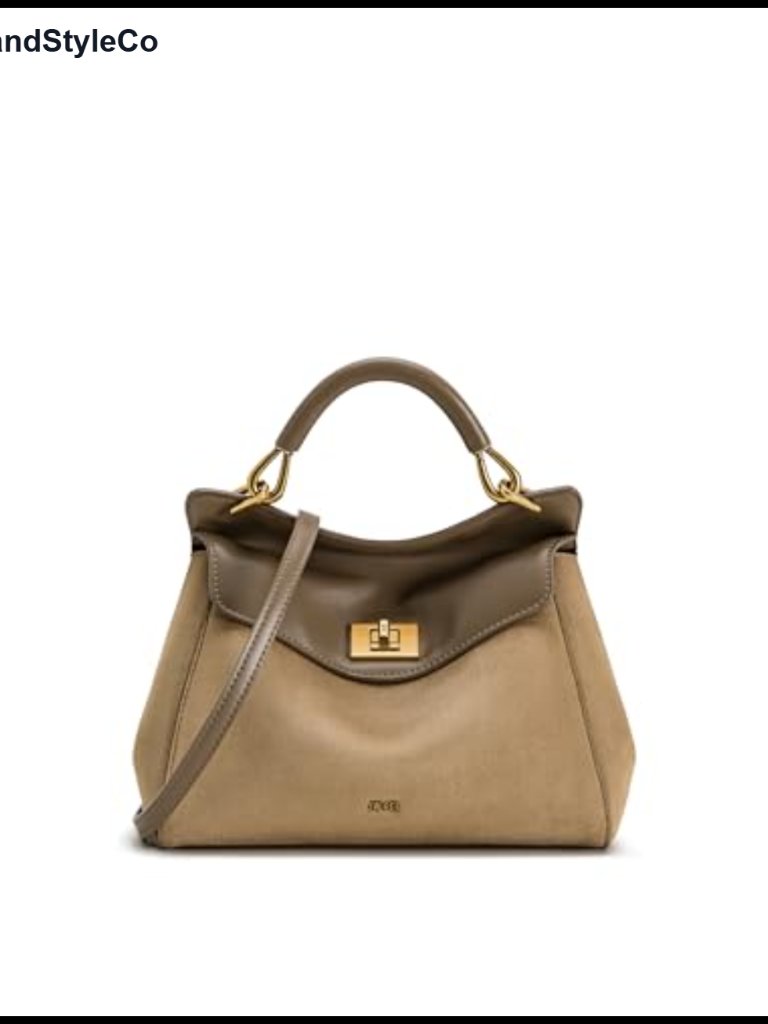 Faux Suede Top Handle Bag - Crossbody Convertible Trapezoid Purse
